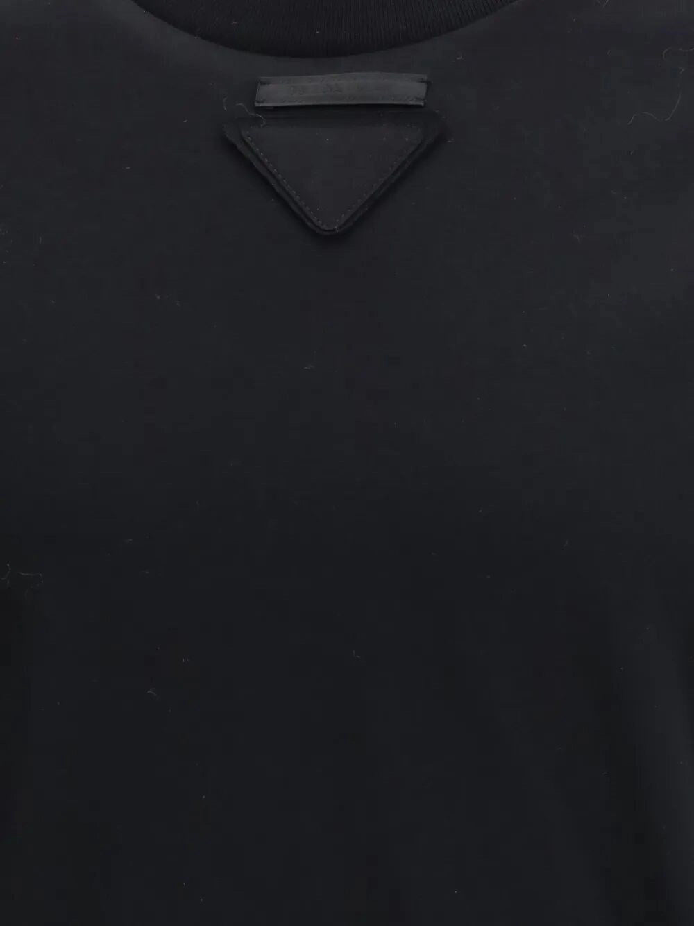 T-Shirt Nera Logo Petto Prada