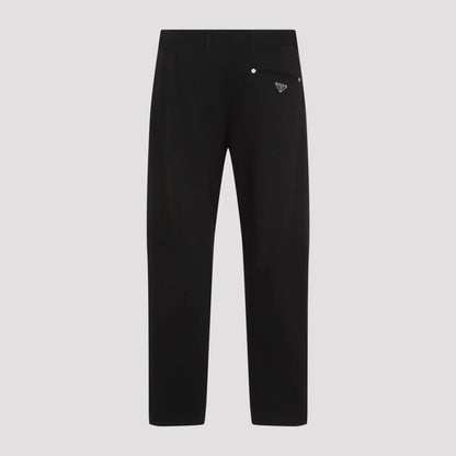 Pantalone Nero con Placchetta Retro Prada