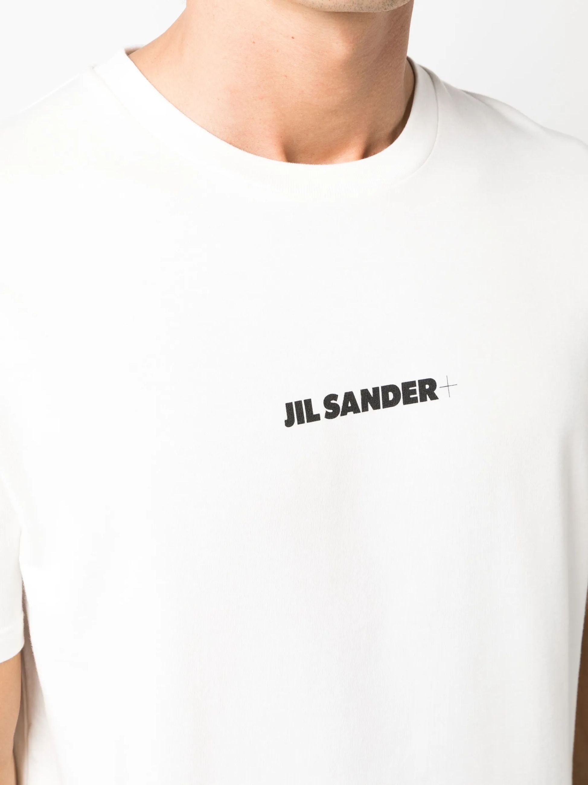 T-Shirt Bianca Logo Scritta Jil Sander