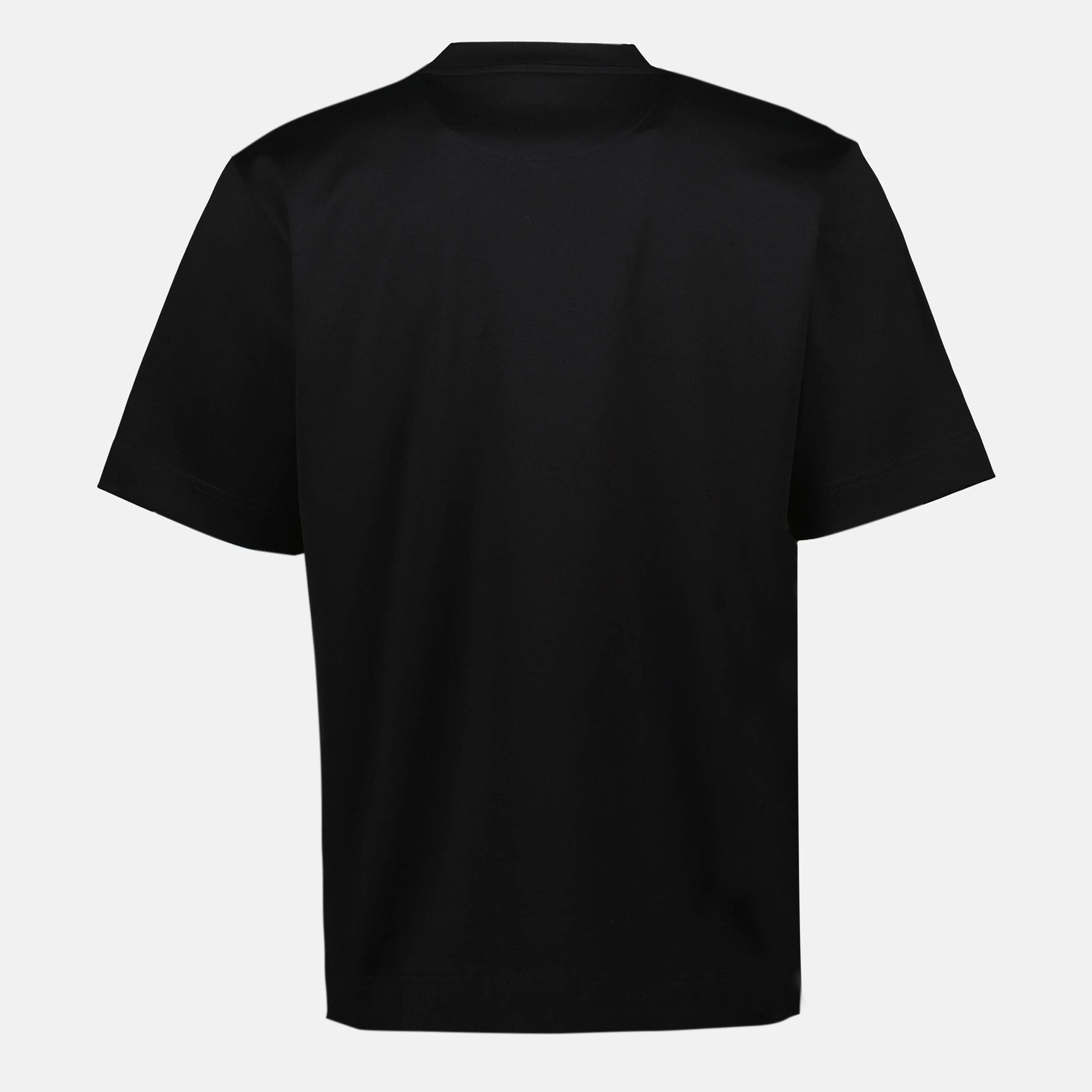 T-Shirt Nera Logo Centrale Metallico FF Fendi