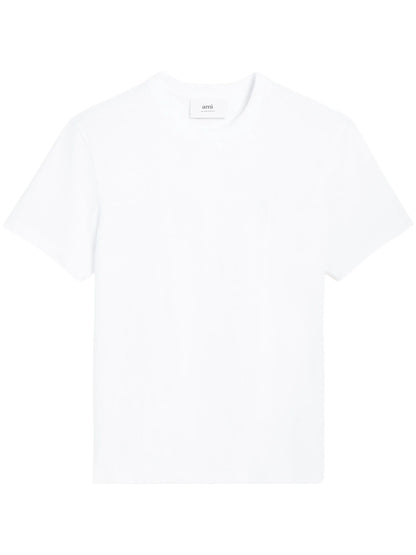 T-Shirt Bianca con Logo Cuore Tinta su Tinta Ami Paris