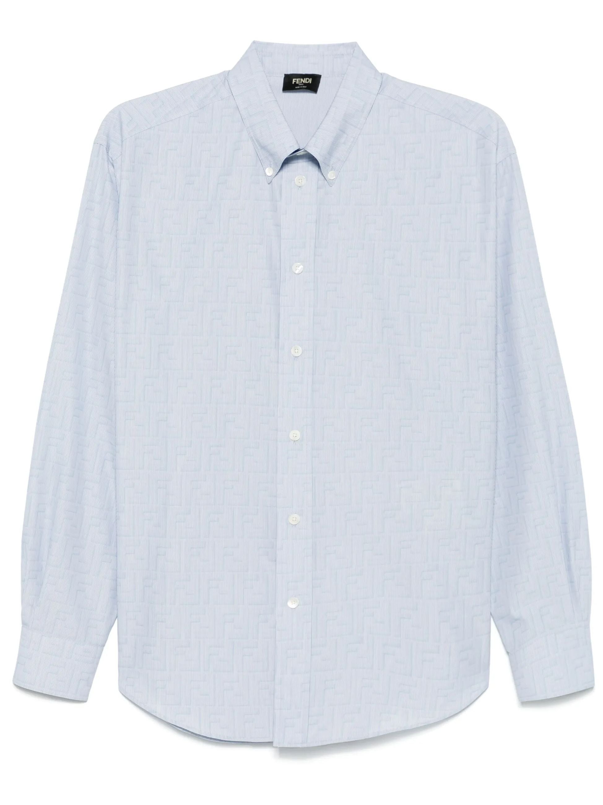 Camicia Azzurra Logo All Over Fendi