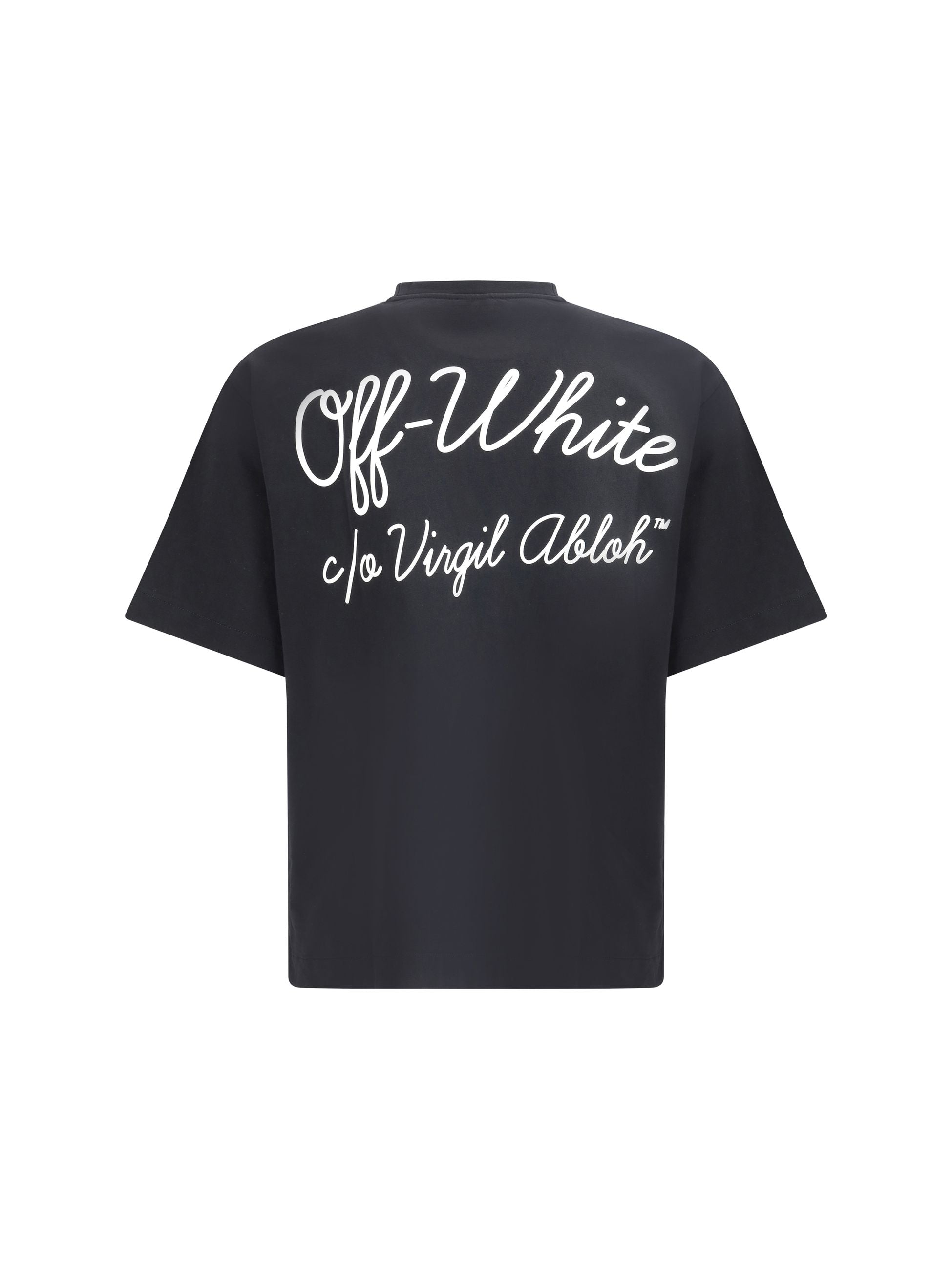 T-Shirt Nera Logo Scritta Retro Off-White