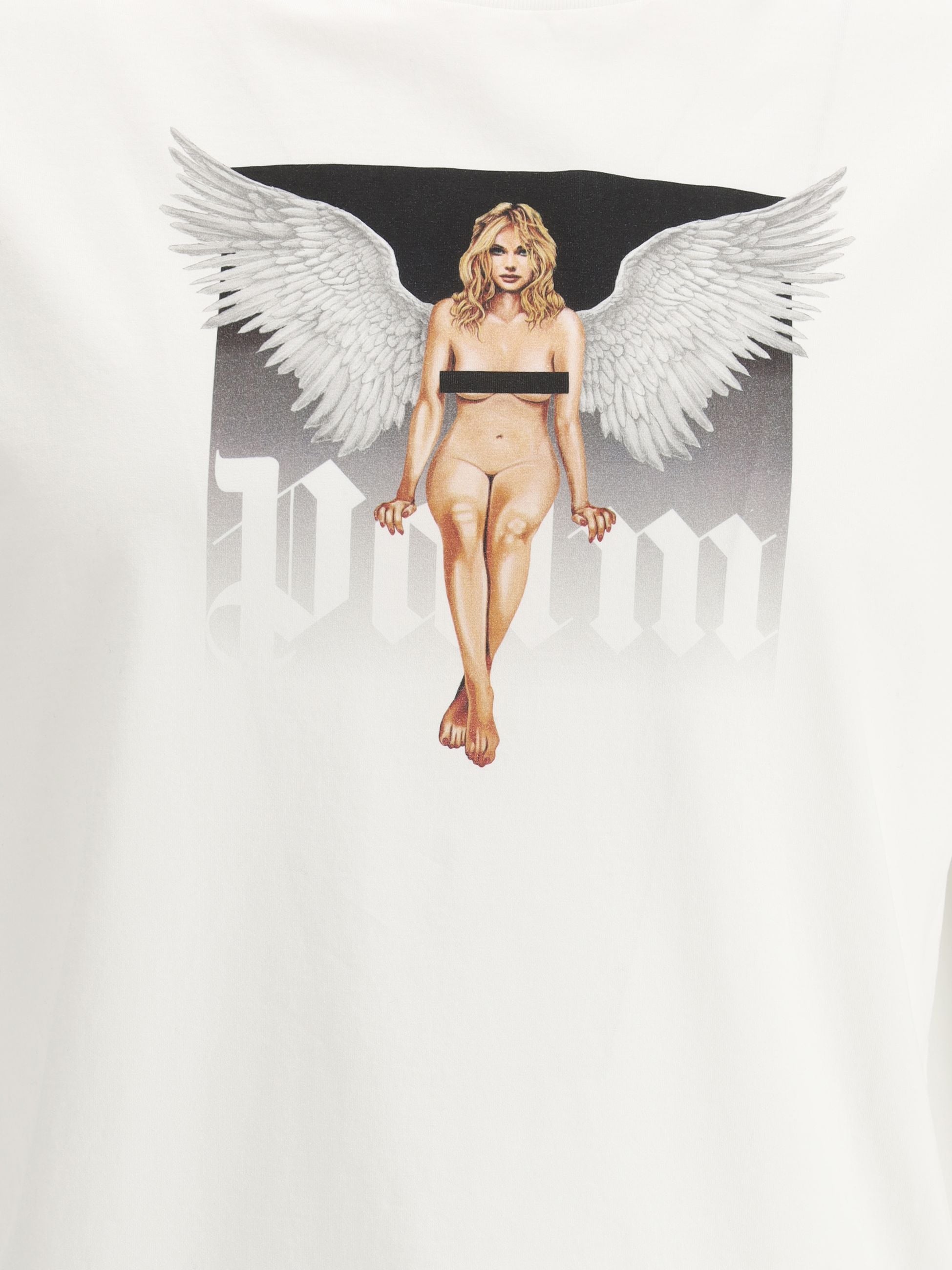 T-Shirt Bianca con Stampa Frontale Angelo Palm Angels