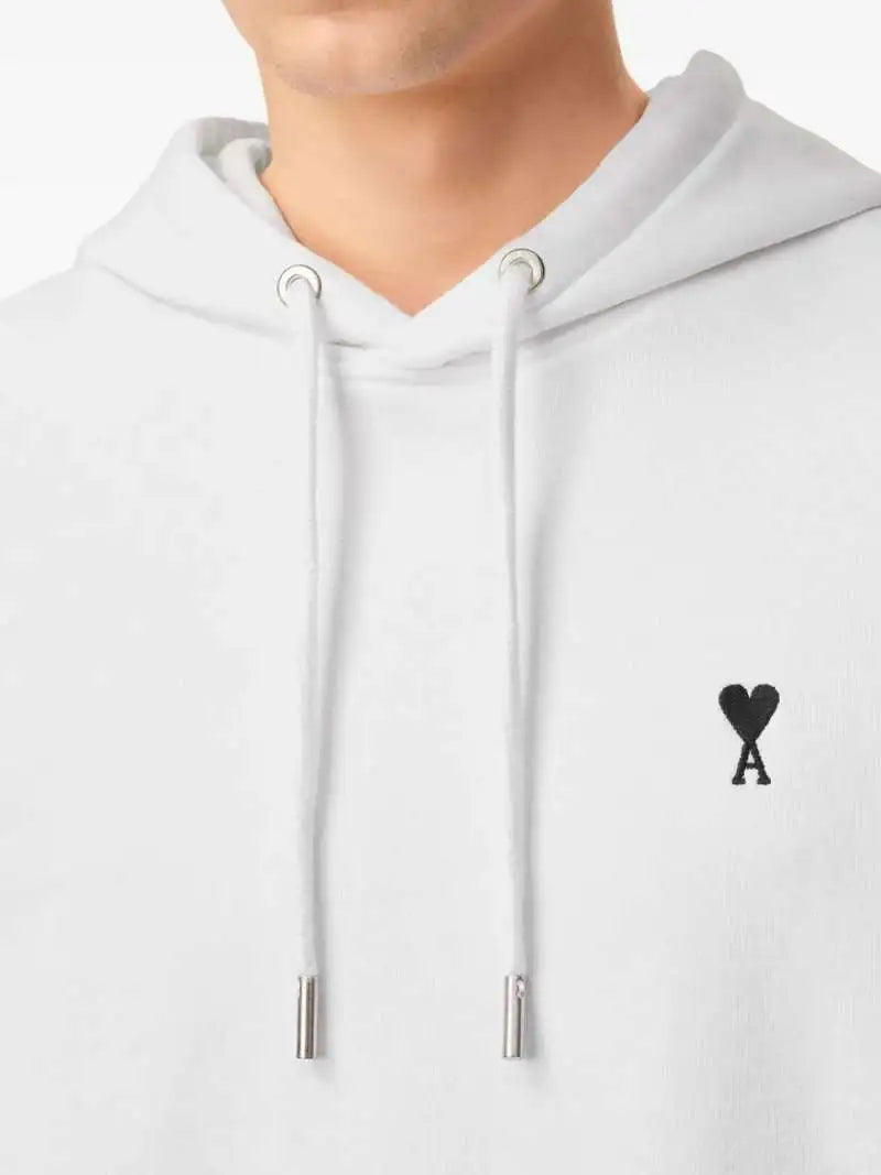 Felpa Bianca con Cappuccio Cuore Nero Ami Paris
