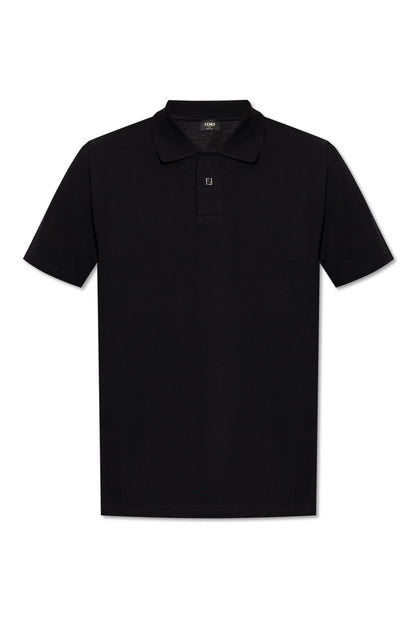 Polo Nera Logo Metallico FF Fintone Fendi