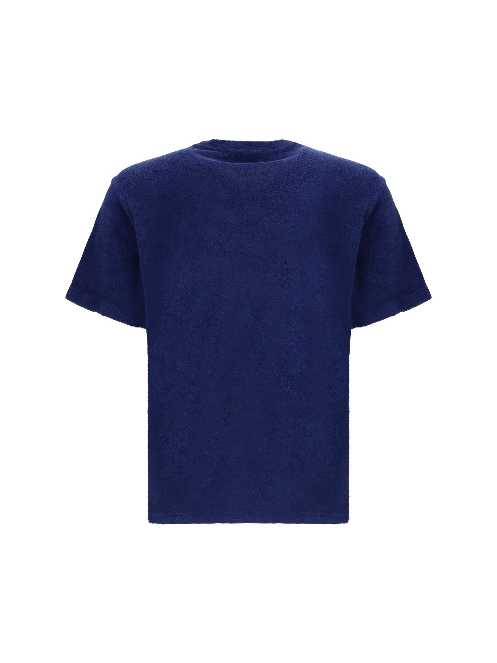 T-Shirt Blu in Spugna con Placchetta Prada