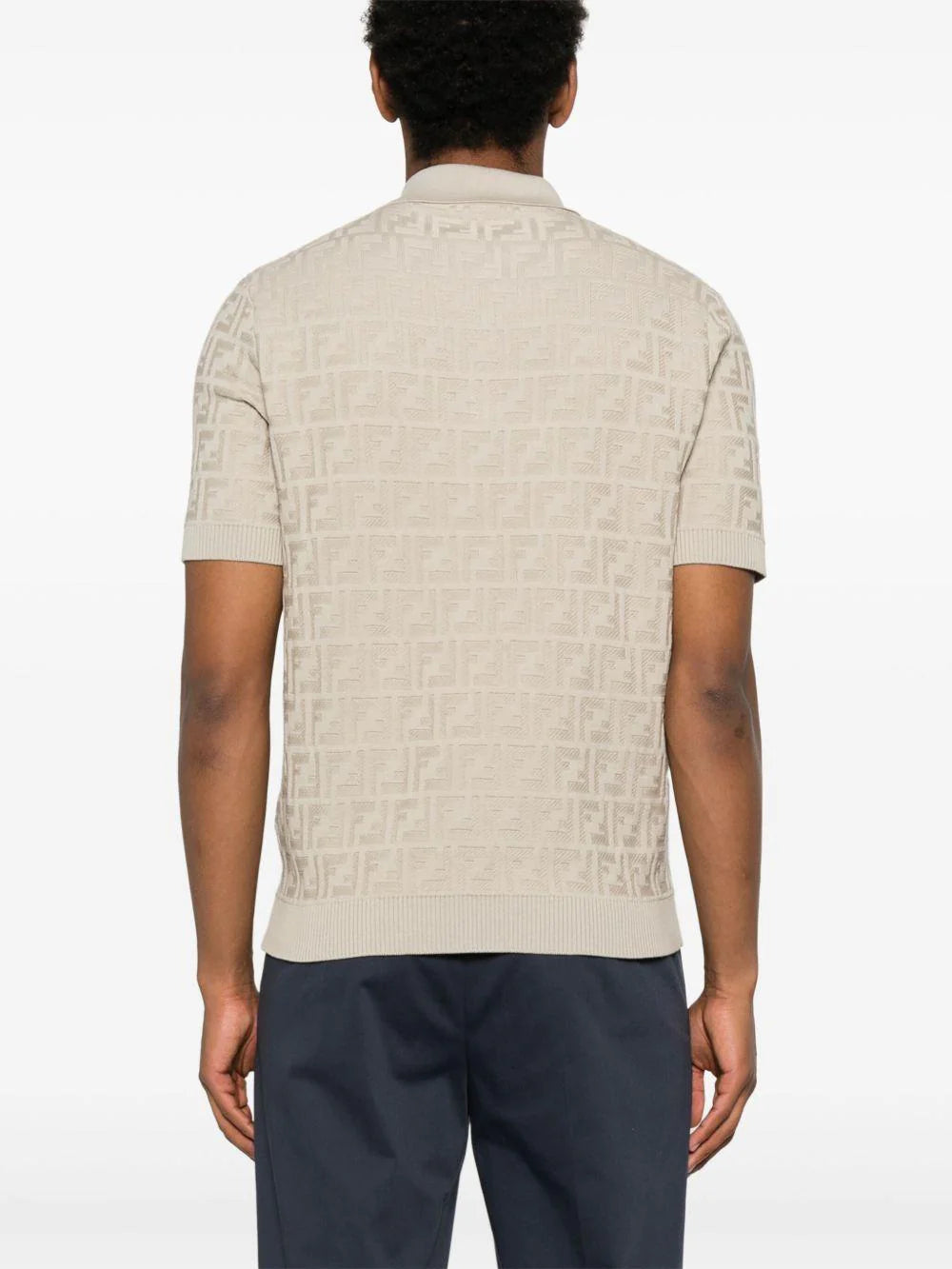 Polo Beige Logo All Over Fendi