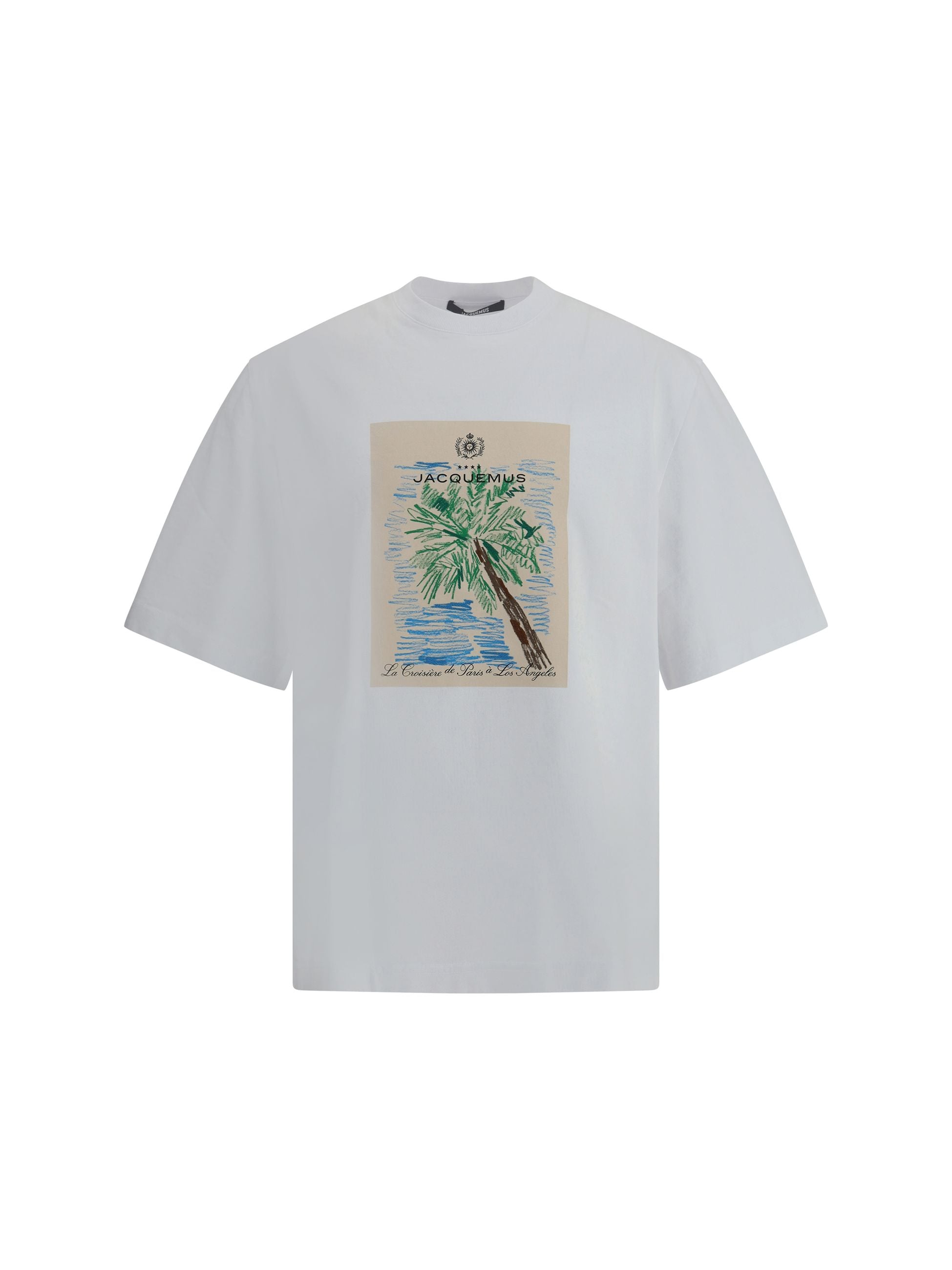 T-Shirt Bianca con Stampa Frontale Jacquemus