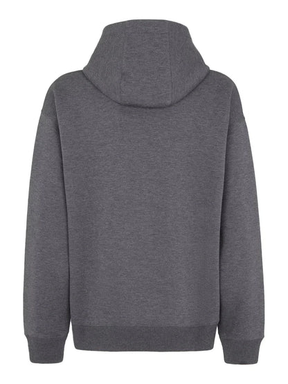 Felpa Grigia con Cappuccio Logo FF Fendi