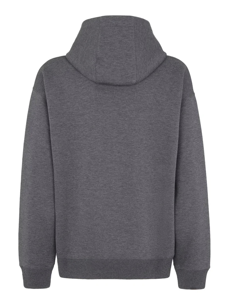 Felpa Grigia con Cappuccio Logo FF Fendi