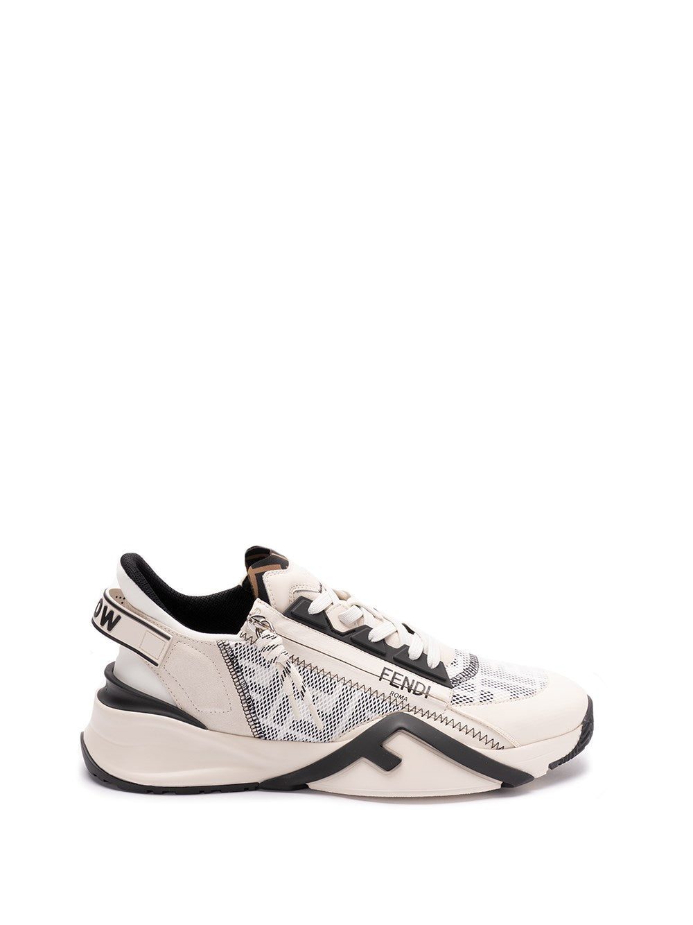 Sneaker Bianca e Nera con Zip Laterale Fendi