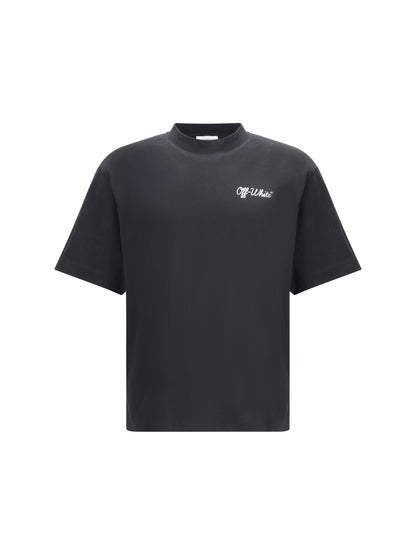 T-Shirt Nera Logo Scritta Retro Off-White