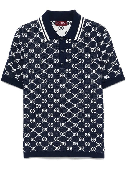 Polo Blu Logo All Over GG Gucci