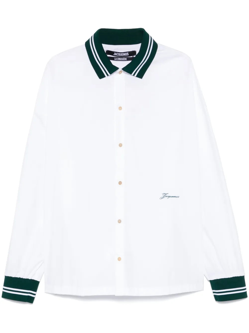 Camicia Bianca Con Collo e Polsini in Contrasto Verdi Jacquemus