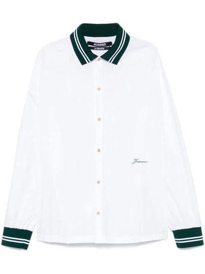 Camicia Bianca Con Collo e Polsini in Contrasto Verdi Jacquemus