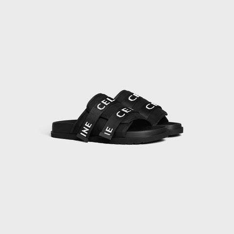 Sandalo Nero Scritta Logo Celine