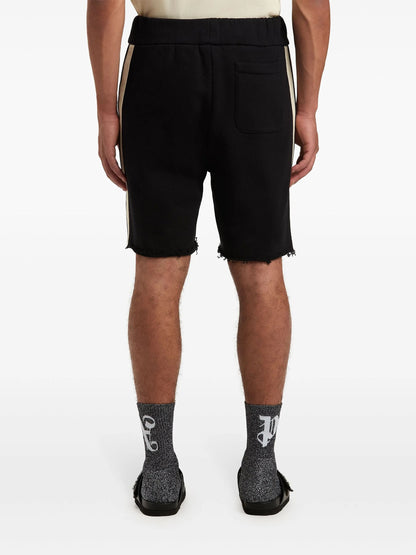 Shorts Nero Sfrangiato Con Scritta Logo Frontale Palm Angels