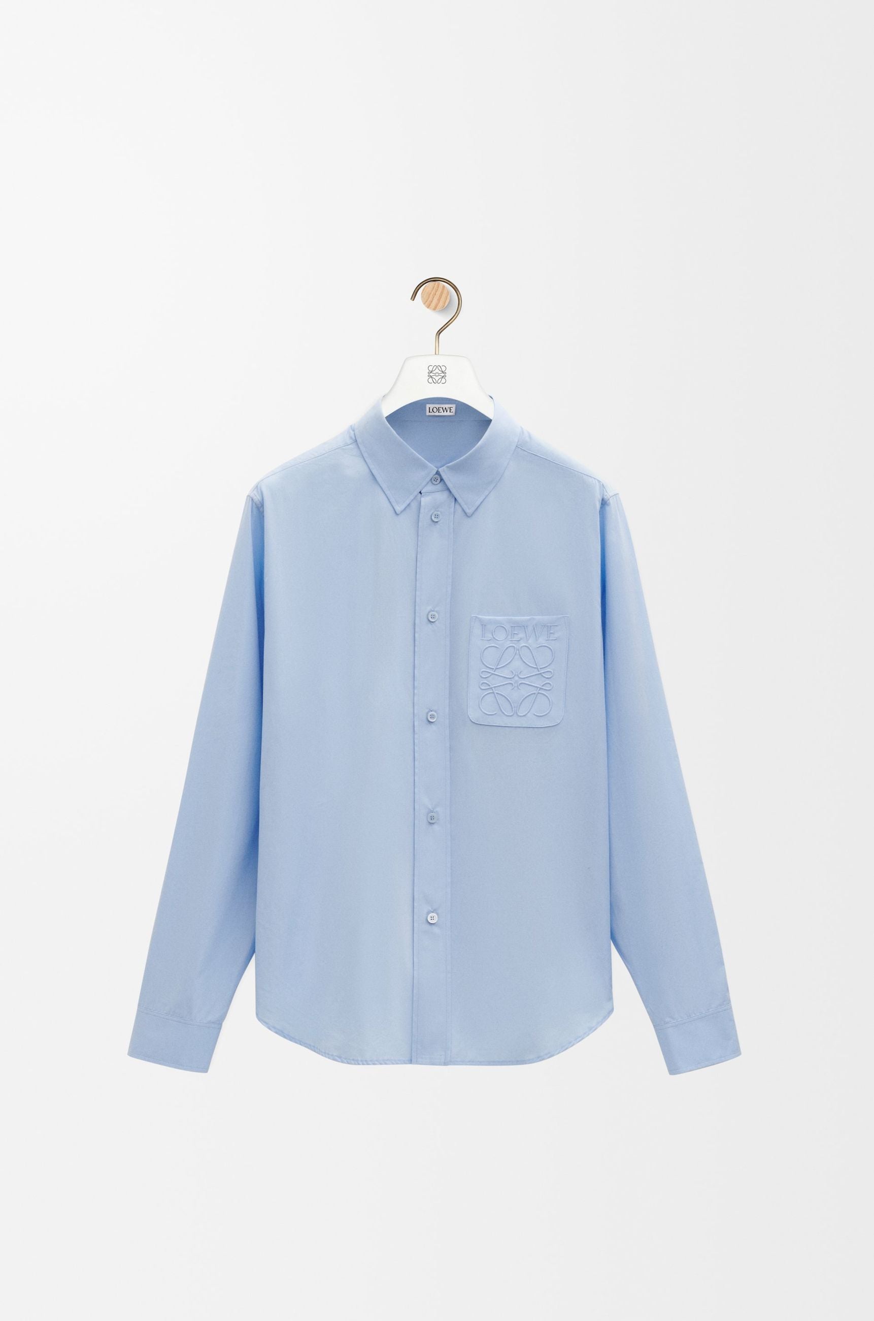 Camicia Azzurra con Taschino e Logo Loewe