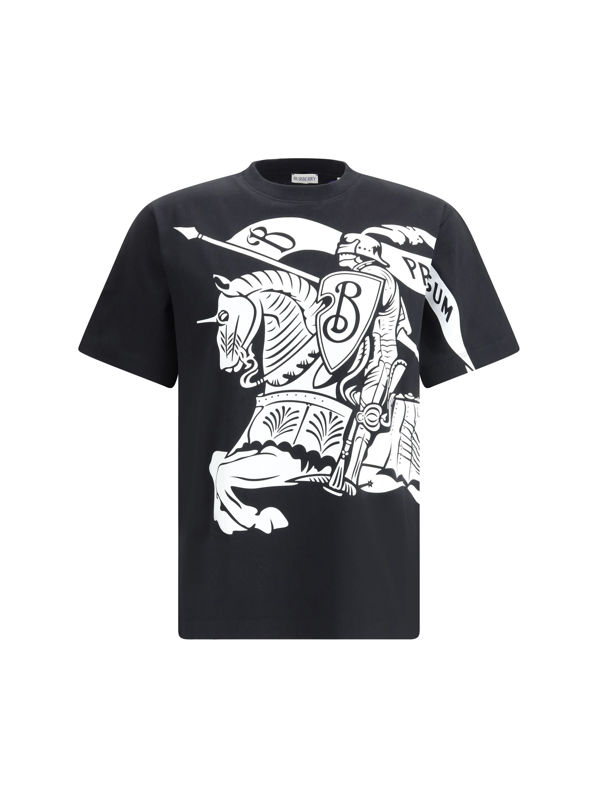 T-Shirt Nera Logo Grande Burberry