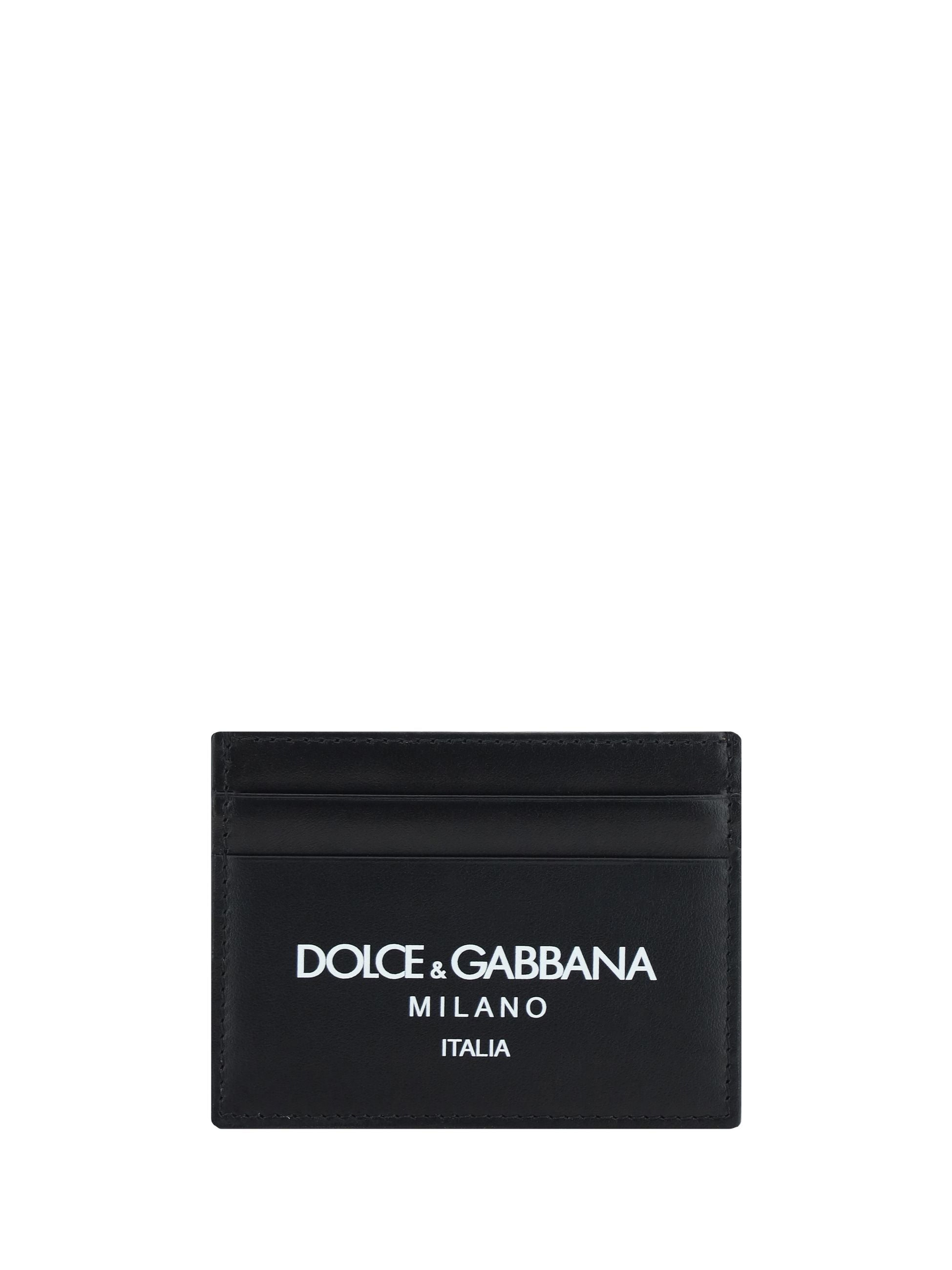 Portacarte Nero in Pelle con Scritta Logo Dolce e Gabbana