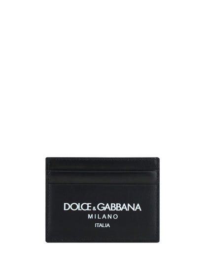 Portacarte Nero in Pelle con Scritta Logo Dolce e Gabbana