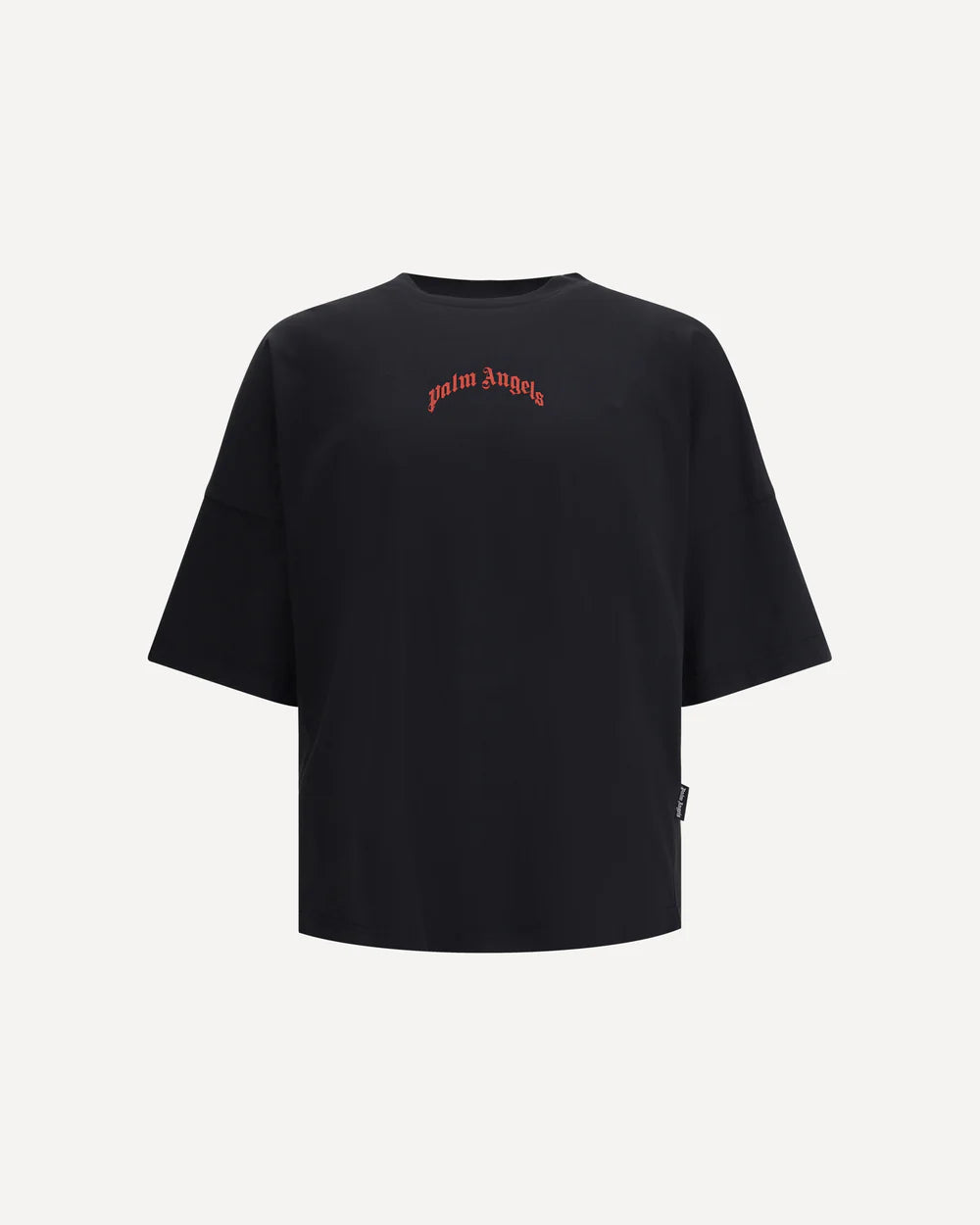 T-Shirt Nera Scritta Rossa Fronte Retro Palm Angels