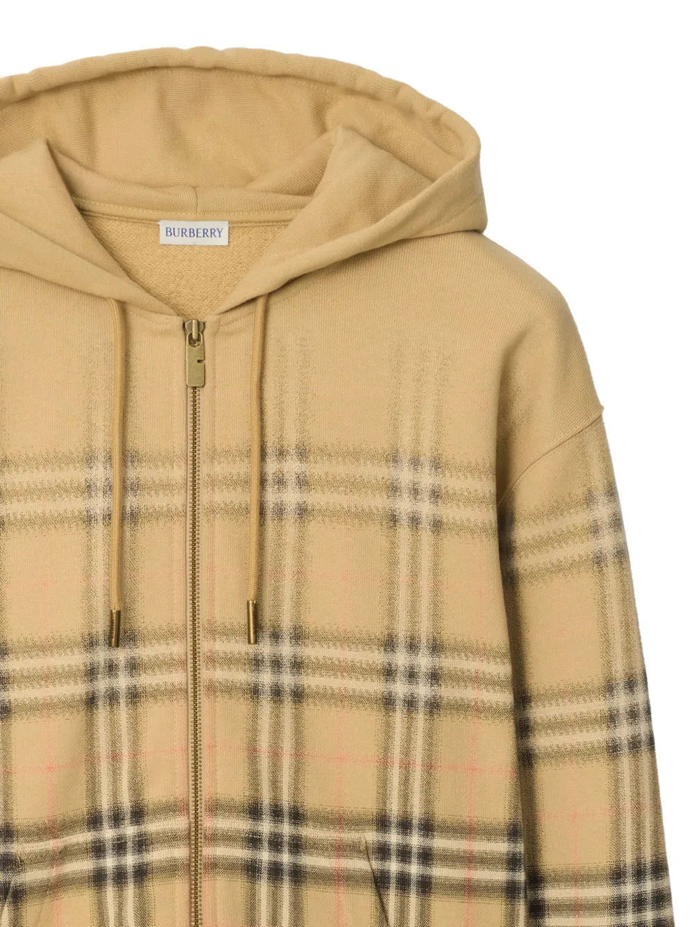 Felpa Check Classic All Over con Zip e Cappuccio Burberry
