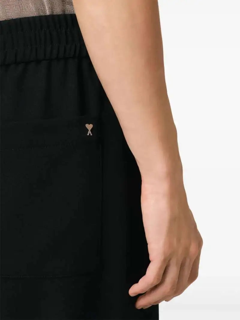 Pantalone Nero Gamba Ampia Ami Paris