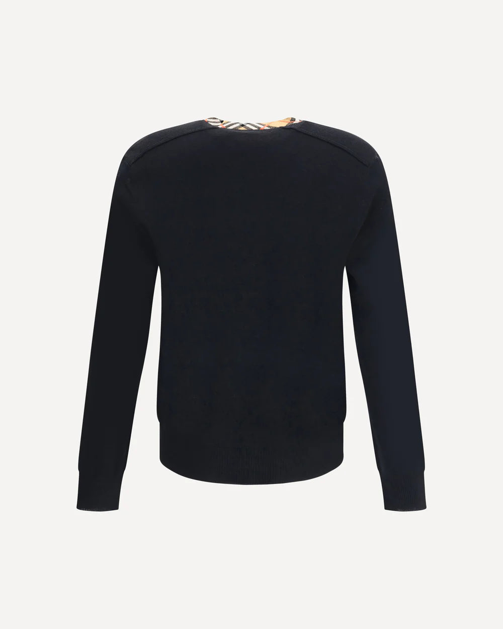 Maglia Nera in Lana Collo Check Burberry