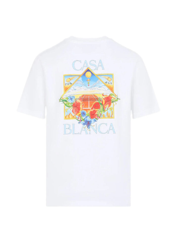 T-Shirt Bianca Stampa Retro Tennis Marrakech Casablanca