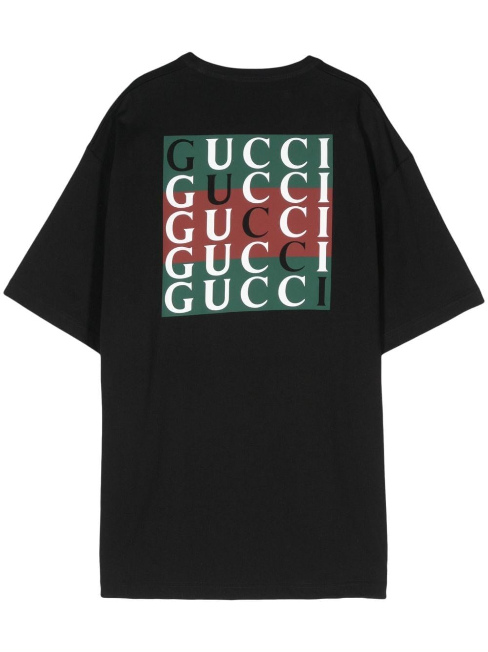 T-SHIRT NERA CON LOGO E SCRITTE RETRO GUCCI