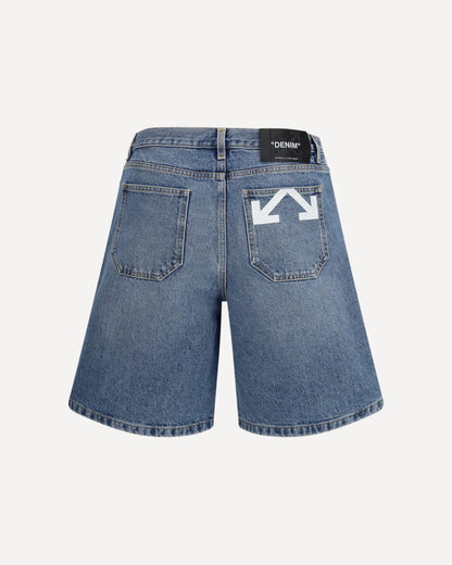 Shorts in Denim Logo Off-White