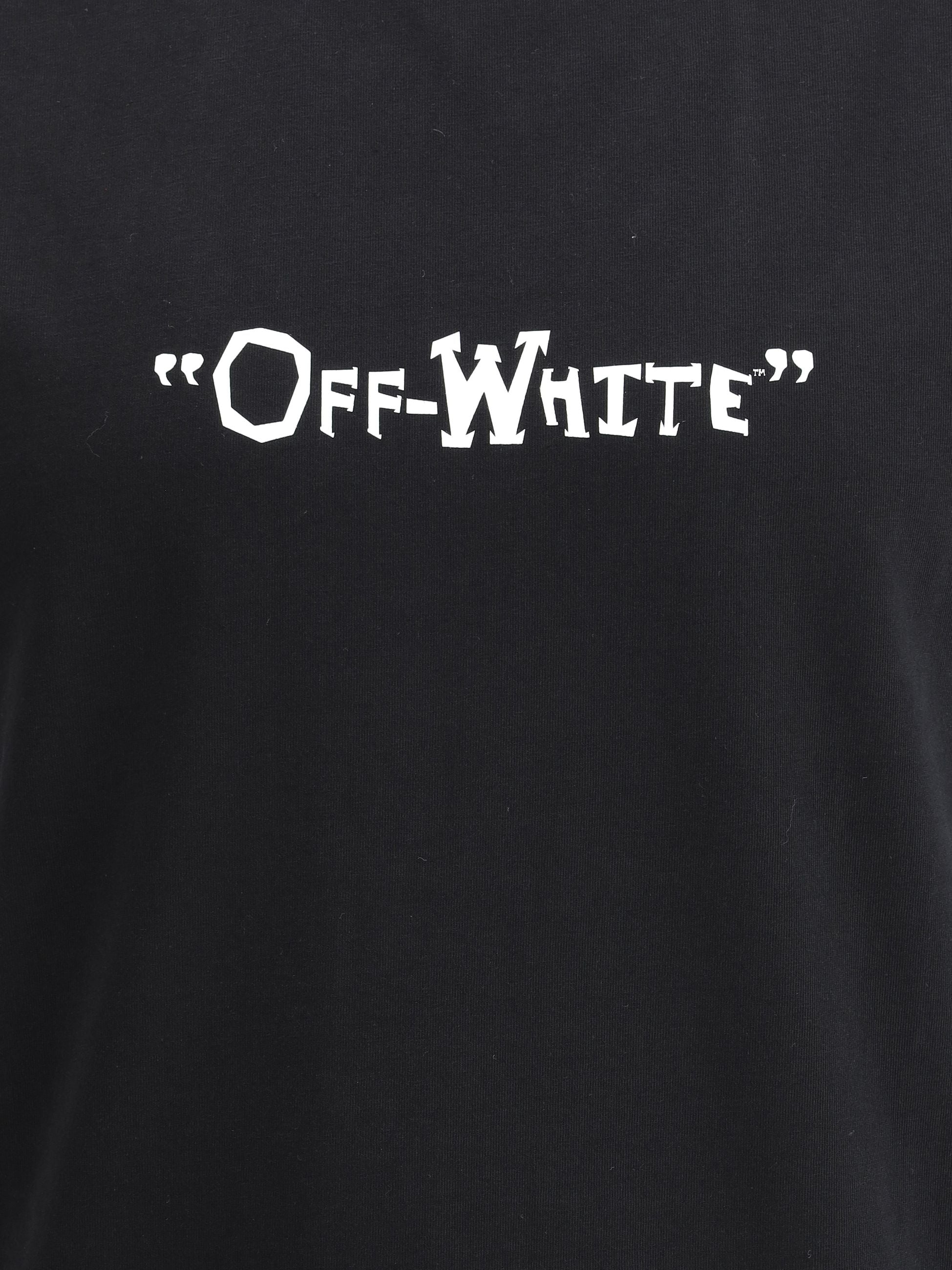 T-Shirt Nera con Scritta Bianca Frontale Off-White