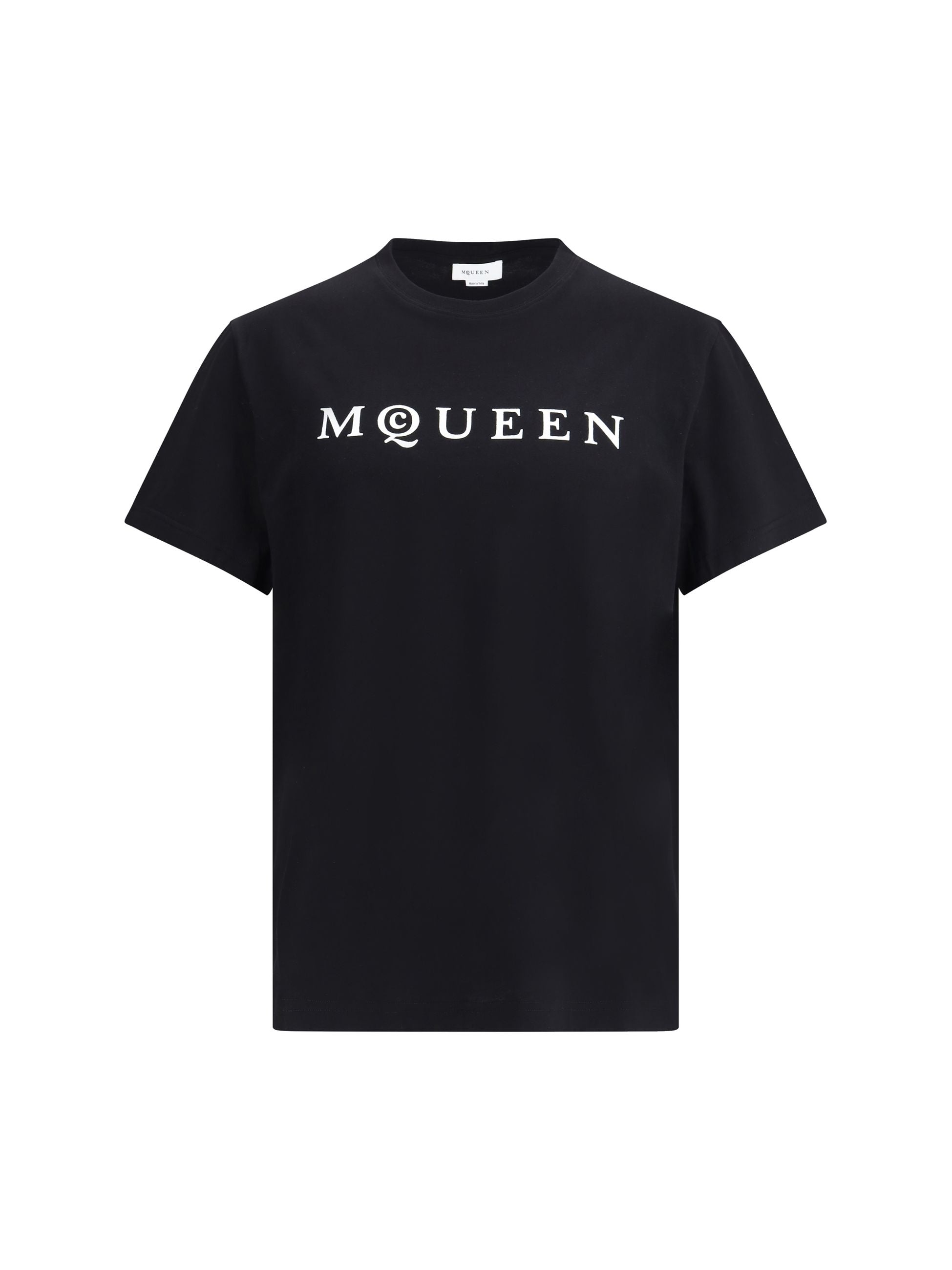 T-Shirt Nera Logo Petto Alexander McQueen