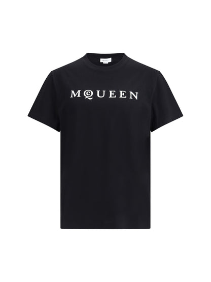 T-Shirt Nera Logo Petto Alexander McQueen