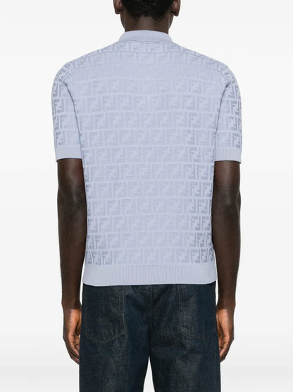 Polo Azzurra Logo All Over FF Fendi