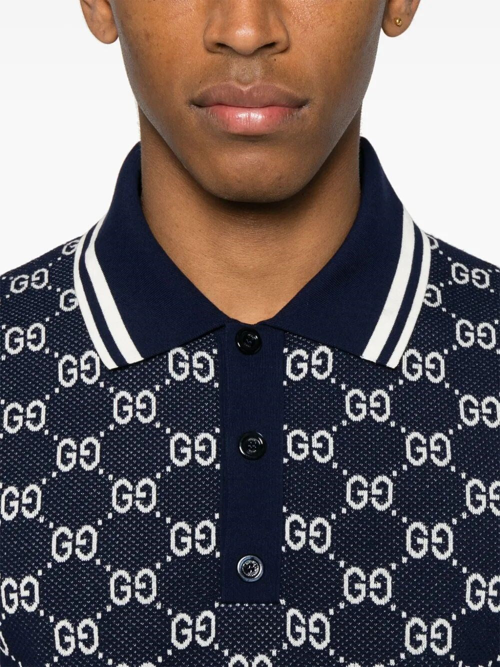 Polo Blu Logo All Over GG Gucci