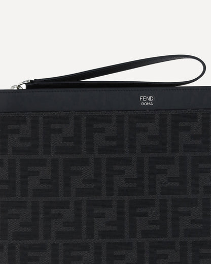 Pochette Nera Logo All Over FF Fendi