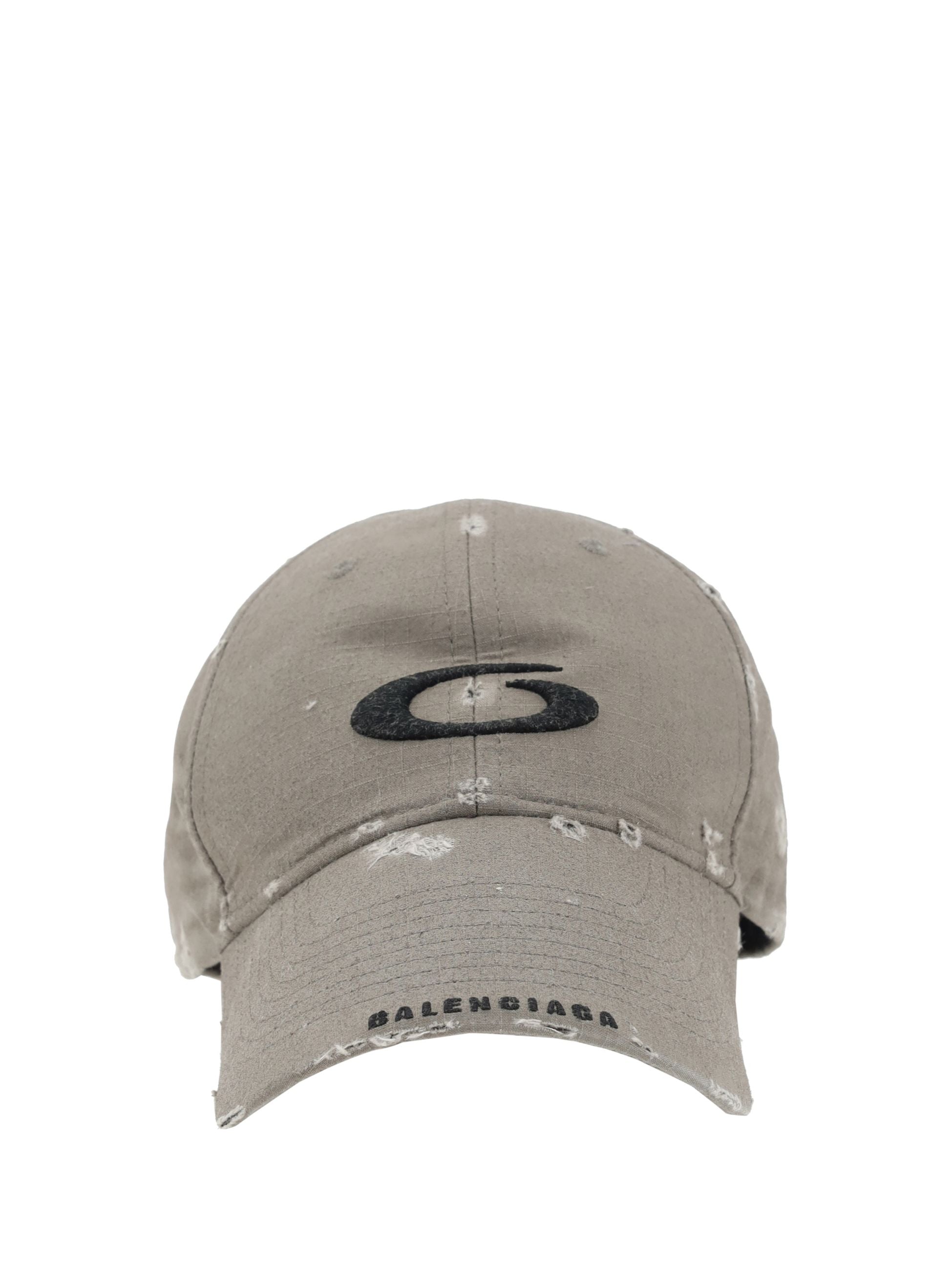 Cappello Grigio Destroyed Logo Balenciaga