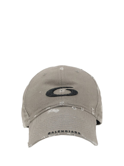 Cappello Grigio Destroyed Logo Balenciaga