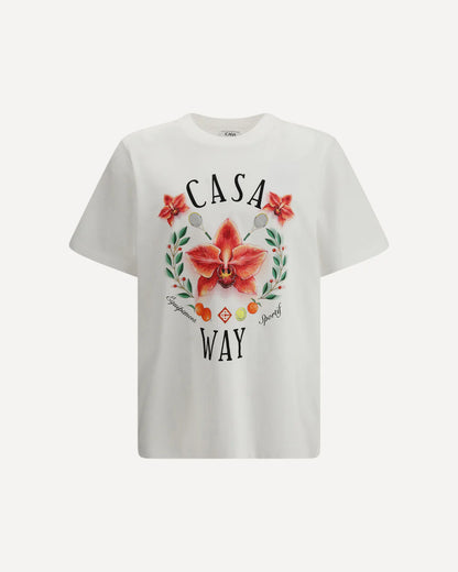 T-Shirt Bianca Stampa Orchidea Casablanca