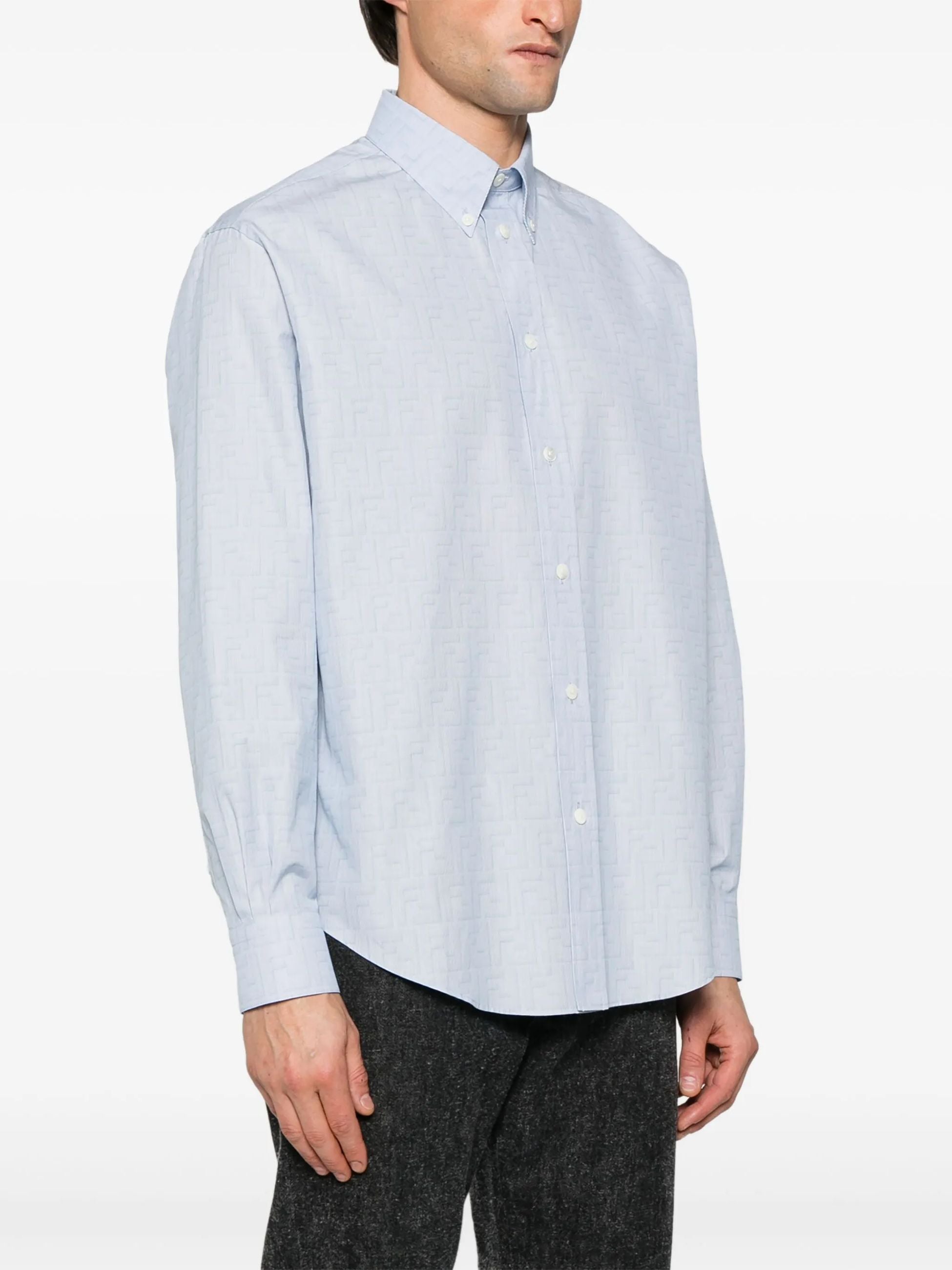 Camicia Azzurra Logo All Over Fendi