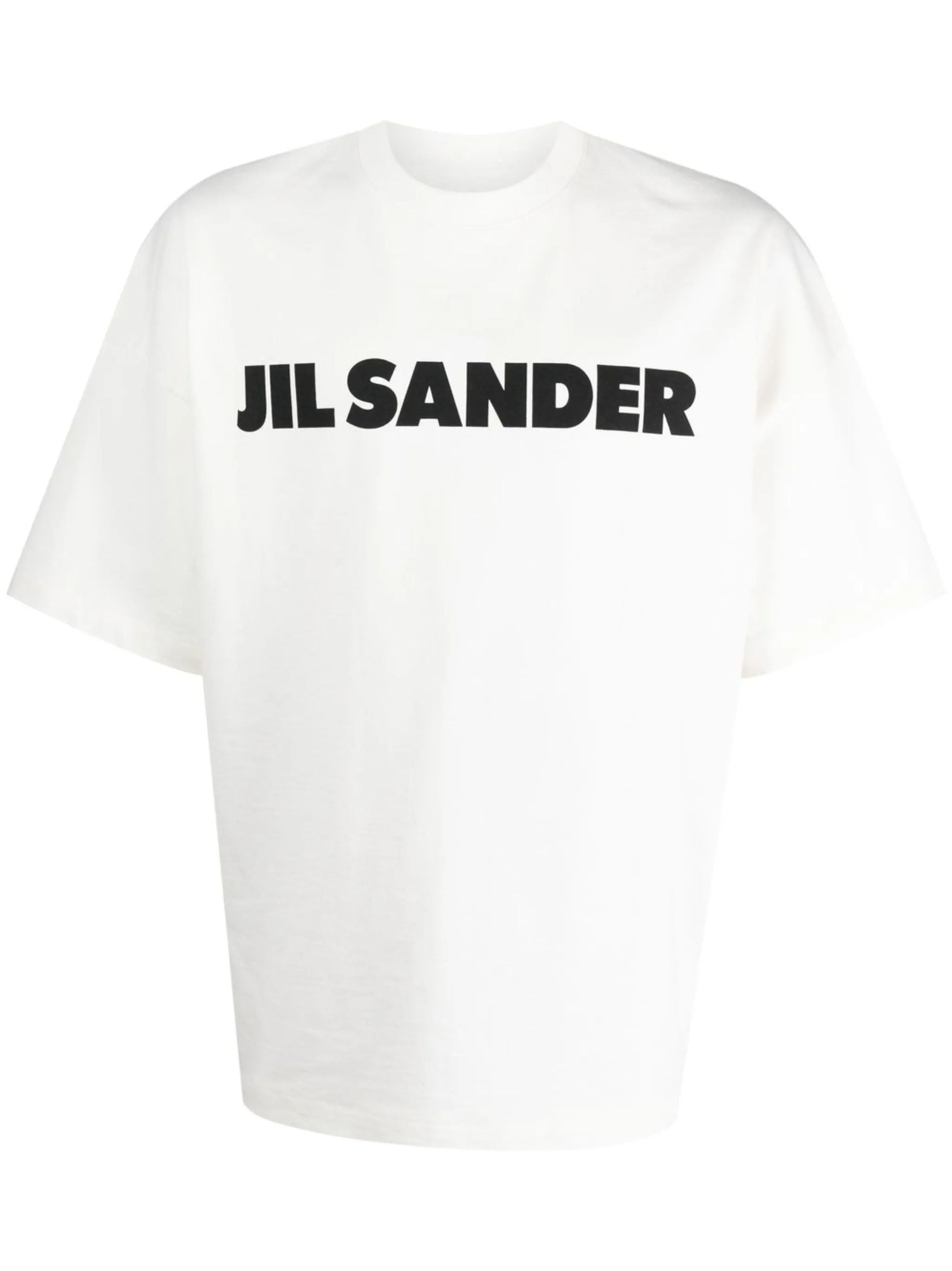 T-Shirt Bianca Logo Scritta Jil Sander