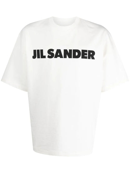 T-Shirt Bianca Logo Scritta Jil Sander