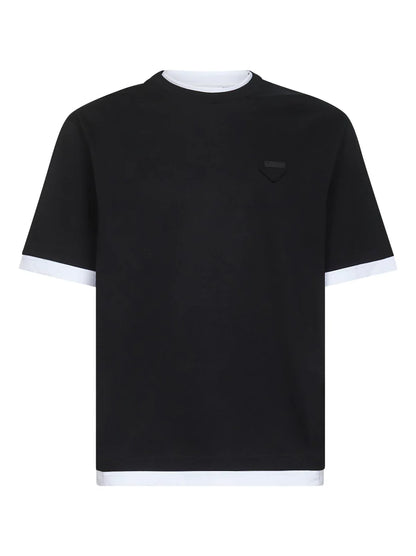 T-Shirt Double Nera Logo Prada