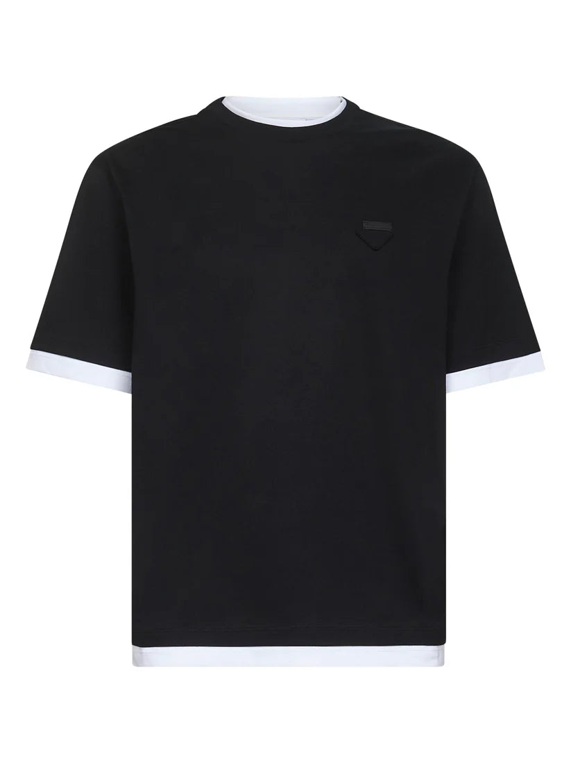 T-Shirt Double Nera Logo Prada