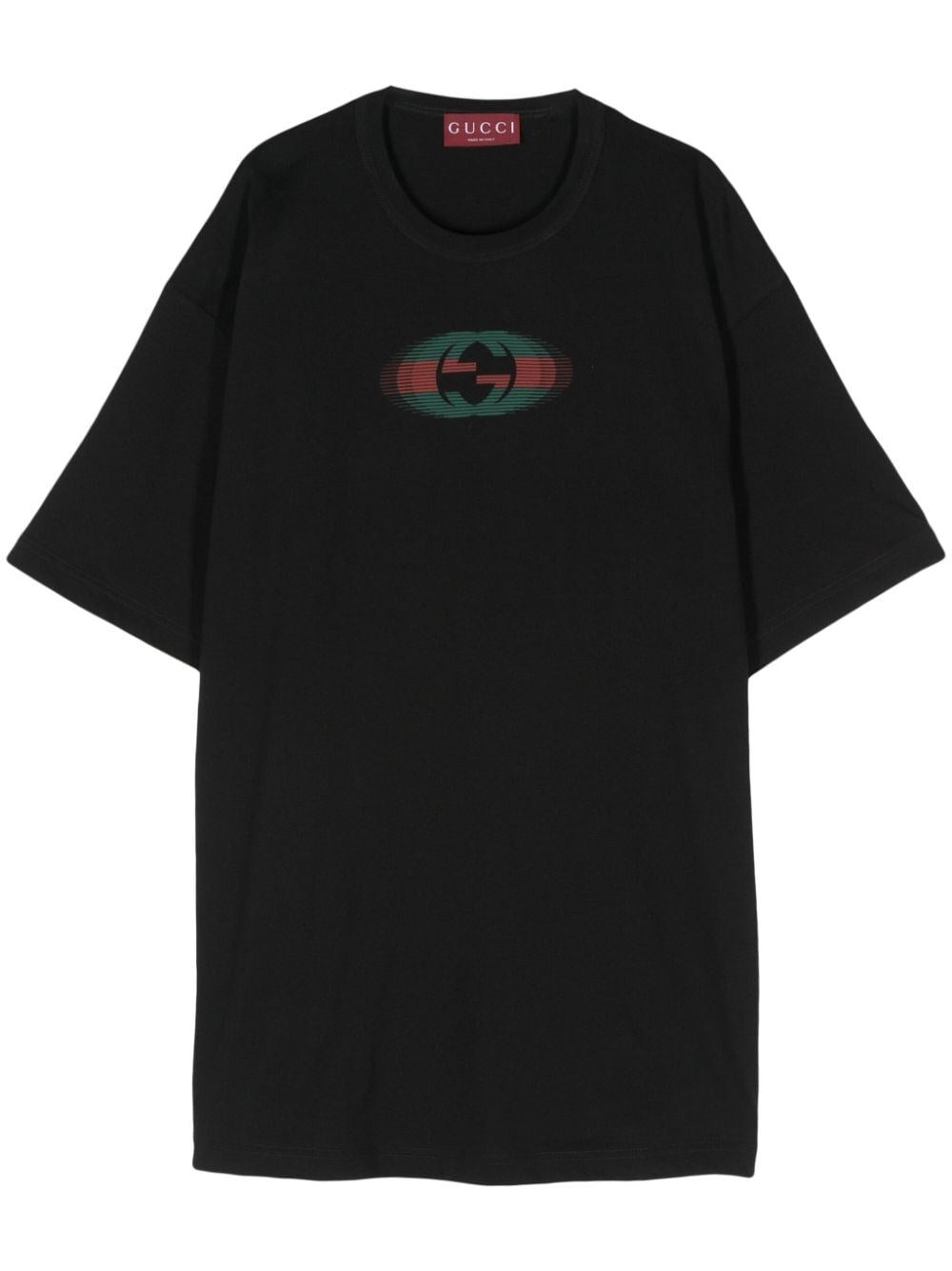 T-SHIRT NERA CON LOGO E SCRITTE RETRO GUCCI