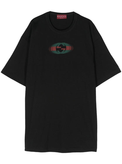 T-SHIRT NERA CON LOGO E SCRITTE RETRO GUCCI