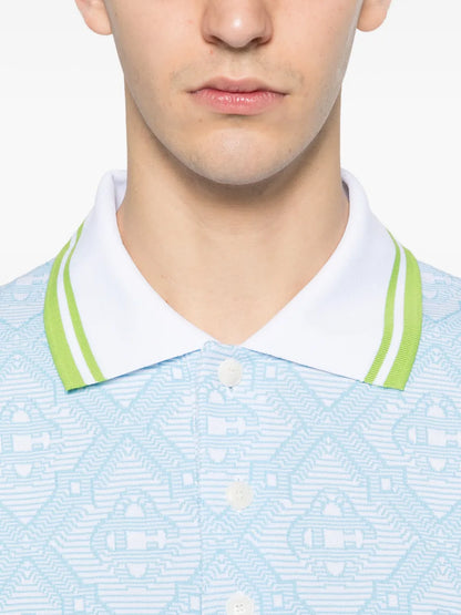 Polo Azzurra All Over Jacquard Casablanca